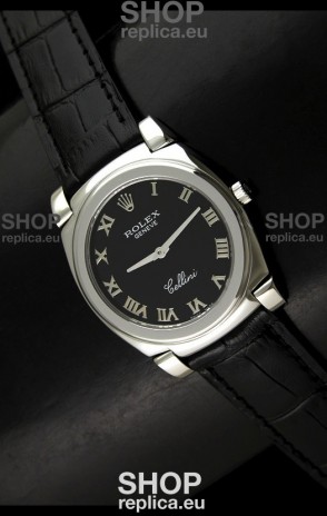 Rolex Cellini Japanese Replica Steel Watch in Black Dial