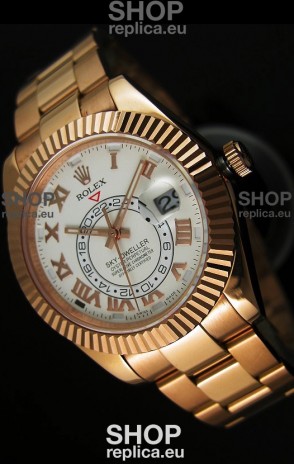 Rolex Sky-Dweller 18K Rose Gold Watch in White Dial Roman Numerals