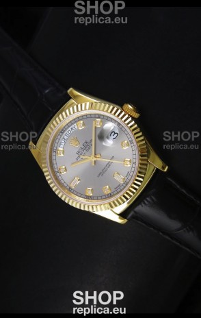 Rolex Day Date 36MM Yellow Gold Swiss Replica Watch - Grey Dial
