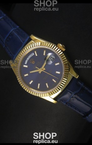 Rolex Day Date 36MM Yellow Gold Swiss Replica Watch - Dark Blue Dial