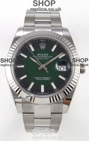 Rolex Datejust 126234 Ombre Green Dial Oyster FREE SPRUNG MVMT Super Clone Watch 41MM