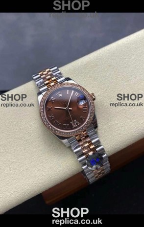 Rolex Super Clone Datejust 31MM Brown Dial Rose Gold Super Clone Watch 