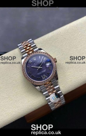 Rolex Super Clone Datejust 31MM Purple Dial Rose Gold Super Clone Watch 