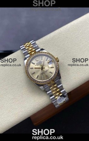 Rolex Super Clone Datejust 31MM Gold Dial Yellow Gold Super Clone Watch 