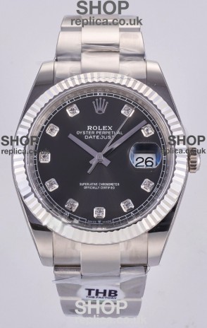 Datejust Super Clone 126334 Grey Diamonds Dial 41MM FREE SPRUNG MVMNT 3235 Watch 