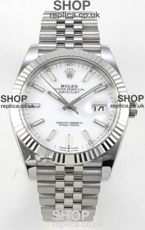 Datejust Super Clone 126334 White Dial 41MM FREE SPRUNG MVMNT 3235 Watch 