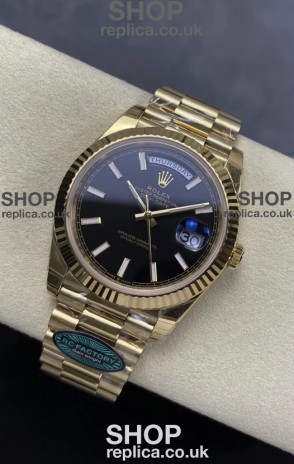 Rolex Day Date 228238 Yellow Gold Black Dial Super Clone Watch 