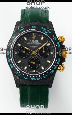 Rolex Daytona DiW Forged Cabon Casing Green Velcro Strap Super Clone Watch 