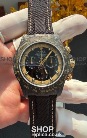 Rolex Daytona DiW Cream Invert Gold Carbon Fiber Super Clone Watch 