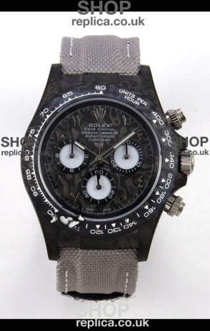 Rolex Daytona DiW Black Carbon Arabic Numerals Super Clone Watch 