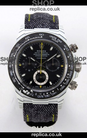 Rolex Daytona DiW White Carbon Black Dial Super Clone Watch 