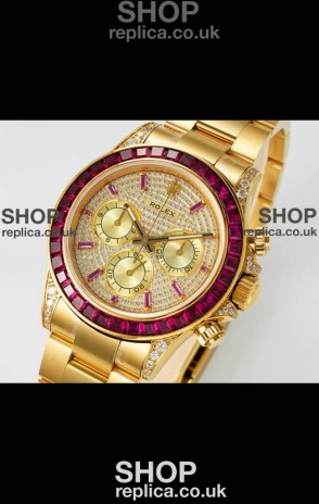 Rolex Daytona 116519 Yellow Gold Diamonds Dial Super Clone Watch 