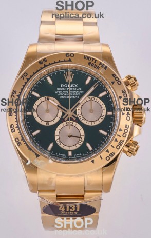 Rolex Daytona 126508 Yellow Gold Green Dial FREE SPRUNG MVMT Super Clone Watch 