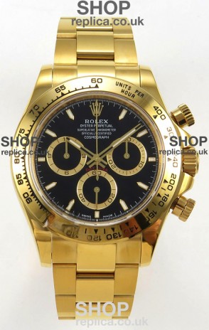 Rolex Daytona 126508 Yellow Gold Black Dial FREE SPRUNG MVMT Super Clone Watch 