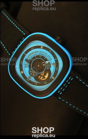 SevenFriday P-32 Black and Blue with Original Miyota 82S7 Movement - 1:1 Mirror Quality