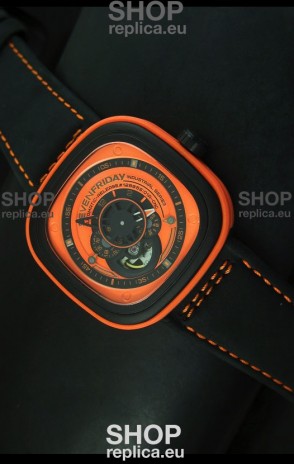 SevenFriday P-32 Black and Orange with Original Miyota 82S7 Movement - 1:1 Mirror Quality