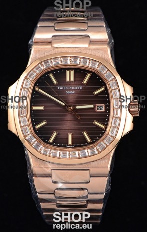 Patek Philippe Nautilus 5711/1R 1:1 Mirror Watch Baguette Diamonds Bezel
