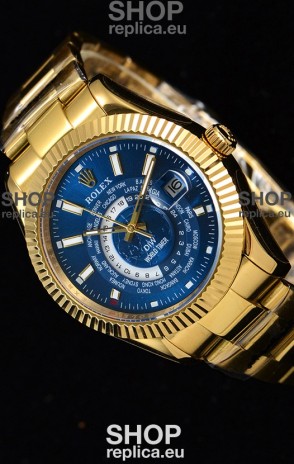 Rolex SkyDweller Swiss Watch in 18K Yellow Gold Case - DIW Edition Blue Dial 