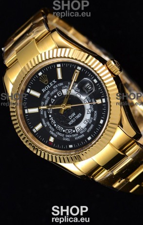 Rolex SkyDweller Swiss Watch in 18K Yellow Gold Case - DIW Edition Black Dial 