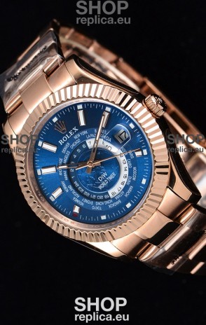 Rolex SkyDweller Swiss Watch in 18K Rose Gold Case - DIW Edition Deep Blue Dial 