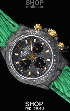 Rolex Daytona DiW Forged Cabon Casing 1:1 Mirror Replica with Green Nylon Strap 