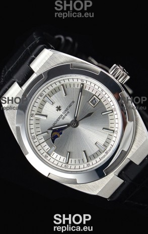 Vacheron Constantin Overseas MoonPhase Stainless Steel Swiss Watch in Black Strap