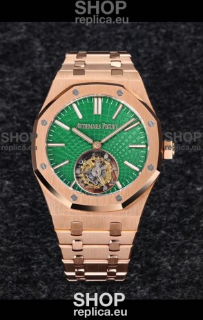 Audemars Piguet Royal Oak Flying Tourbillon 41mm in 904L Rose Gold with Green Dial
