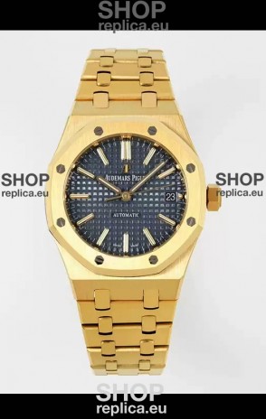 Audemars Piguet Royal Oak 37MM Blue Dial Yellow Gold Watch in 3120 Movement - 1:1 Mirror Replica