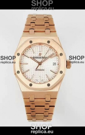 Audemars Piguet Royal Oak 37MM White Dial Rose Gold Watch in 3120 Movement - 1:1 Mirror Replica