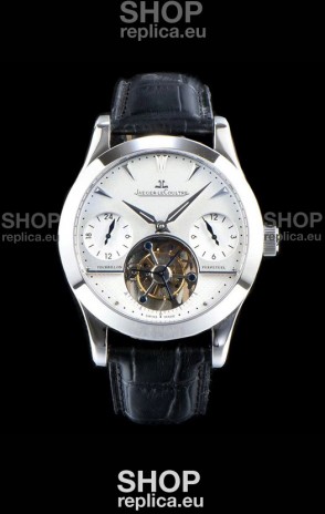Jaeger LeCoultre Perpetual Tourbillon 904L Steel Case White Dial Swiss Replica Watch 