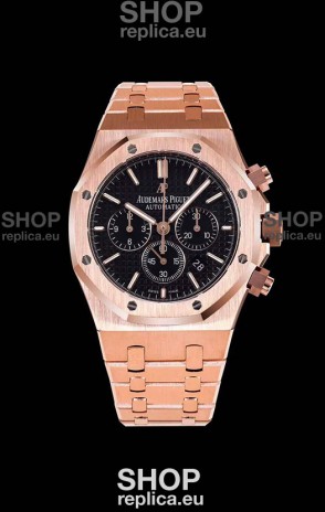 Audemars Piguet Royal Oak Chronograph Pink Gold Case Black Dial - 1:1 Mirror Replica