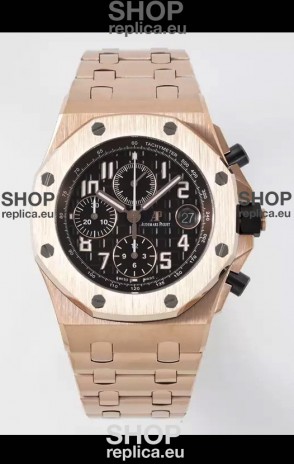 Audemars Piguet Royal Oak Offshore Black Dial Chronograph 1:1 Mirror Replica Watch - Rose Gold 