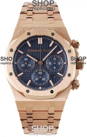 Audemars Piguet Royal Oak Chronograph 1:1 Mirror Replica - Rose Gold Casing Blue Dial in 41MM