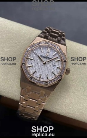 Audemars Piguet Royal Oak 33MM 904L Rose Gold White Dial 1:1 Mirror Replica Watch