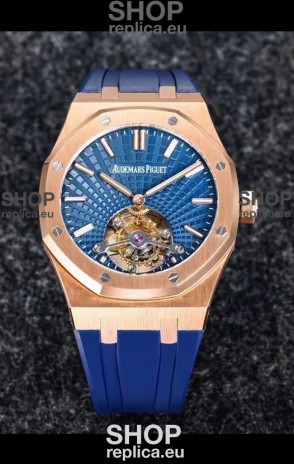 Audemars Piguet Royal Oak Tourbillon 41mm in 904L Rose Gold Case Rubber Strap 1:1 Ultimate Replica