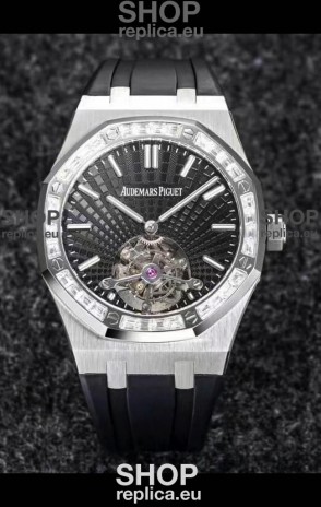 Audemars Piguet Royal Oak Tourbillon 41mm in 904L Casing - Grey Tapisserie Diamonds Bezel 1:1 Ultimate Replica