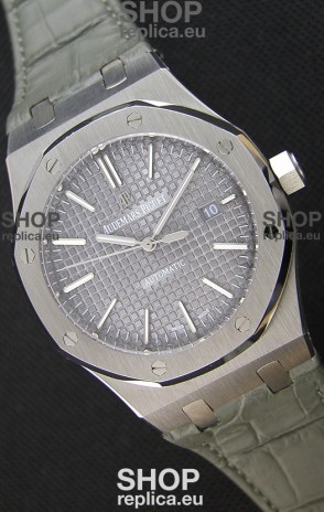 Audemars Piguet Royal Oak 41MM Grey Dial Leather Strap - 1:1 Mirror Ultimate Edition