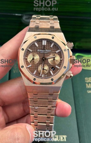 Audemars Piguet Royal Oak Chronograph 1:1 Mirror Replica - Rose Gold Casing Brown Dial in 41MM
