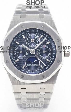 Audemars Piguet Royal Oak Perpetual Calendar Super Clone 904L Steel in Steel Blue Dial