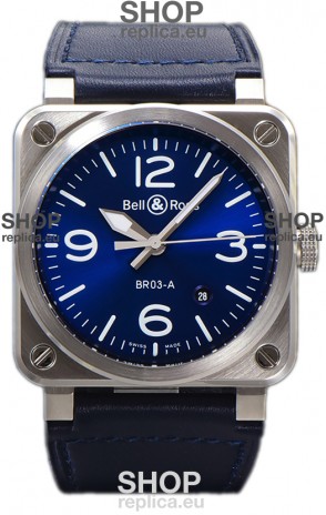 Bell and Ross BR03-A Blue Dial 904L Steel Swiss Replica Watch 
