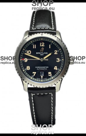 Breitling Navitimer Aviator 8 Automatic 41 Black Dial Brown Strap 1:1 Mirror Swiss Replica Watch 