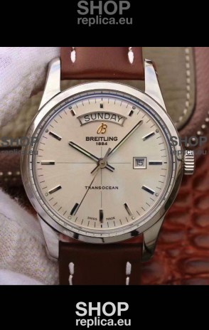 Breitling Transocean Day & Date Swiss Replica Watch in White Dial 1:1 Mirror Edition