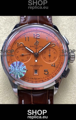 Breitling Premier B01 Chronograph 42 Edition Steel Casing Salmon Dial - 1:1 Mirror Replica Watch