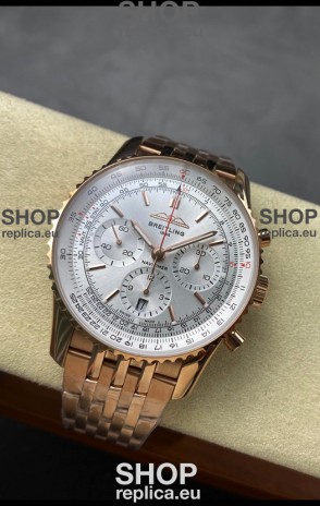 Breitling Navitimer B01 Chronograph 43 White Dial - Rose Gold Plated Casing 1:1 Mirror Swiss Replica