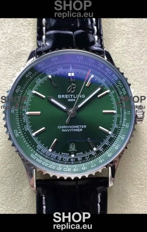 Breitling Navitimer 1 Automatic Swiss Replica Watch in Green Dial - Leather Strap