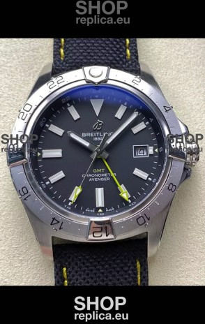 Breitling Avenger GMT Automatic 44 Swiss 1:1 Super Clone Replica Watch - Black Dial 