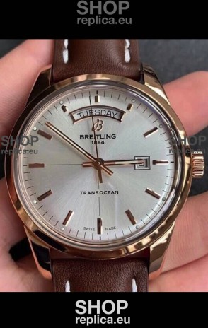 Breitling Transocean Day & Date Swiss Replica Watch in White Dial 1:1 Mirror Edition