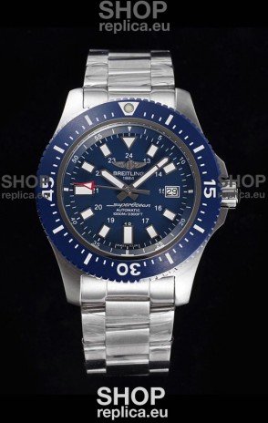 Breitling SuperOcean II 44mm 904L Steel Case 1:1 Mirror Replica Watch in Blue Dial 