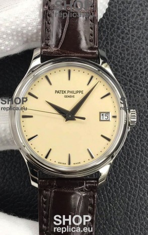 Patek Philippe Calatrava 5227G-001 Pale Yellow Dial 1:1 Mirror Swiss Replica Steel Casing
