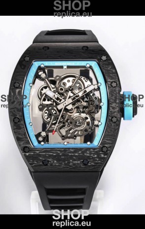 Richard Mille RM055 Black Carbon Casing 1:1 Mirror Replica Watch in Black Strap